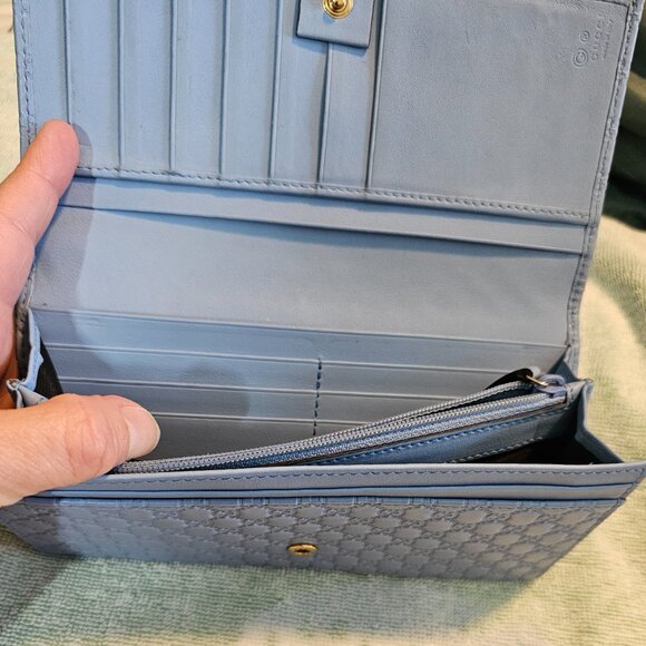 Gucci Wallet GG Microguccissima Continental Blue Buttery Soft Leather Wallet EUC - Picture 11 of 17